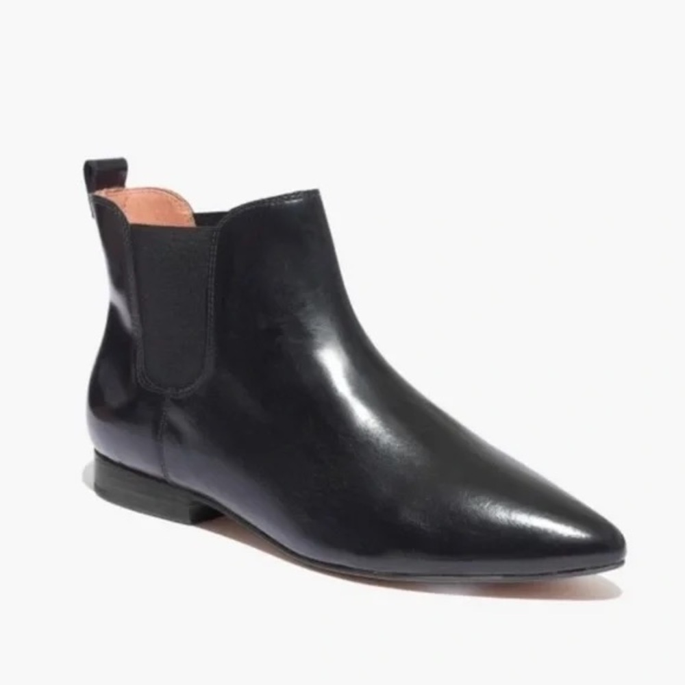 Madewell Nico Chelsea Ankle Boot Smooth Black Leather Bootie Size 10 Womens